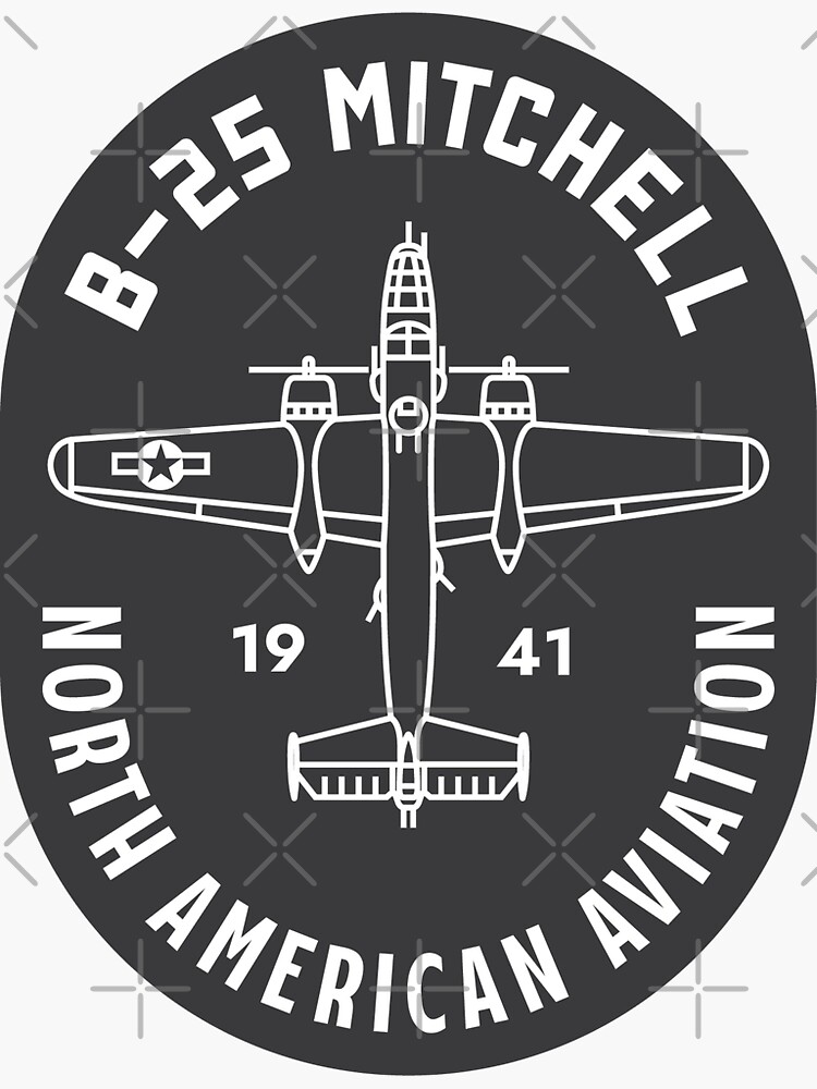 Thumbnail 3 of 3, Sticker, B-25 Mitchell badge designed and sold by Aeronautdesign.