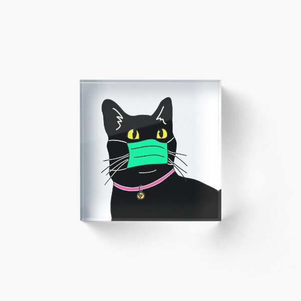 Black cat wearing a mask Acrylic Block