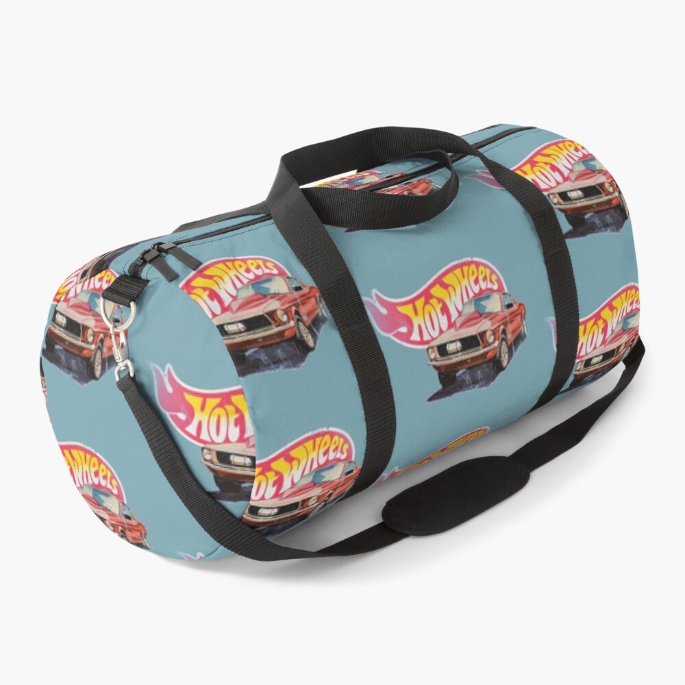 Mustang- 1968 Custom - Vintage, Distressed Hot Wheels 1968 Custom - Red Line Duffle Bag