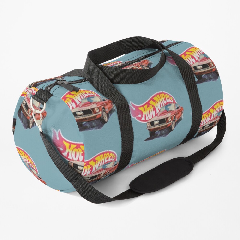 Mustang- 1968 Custom - Vintage, Distressed Hot Wheels 1968 Custom - Red Line Duffle Bag