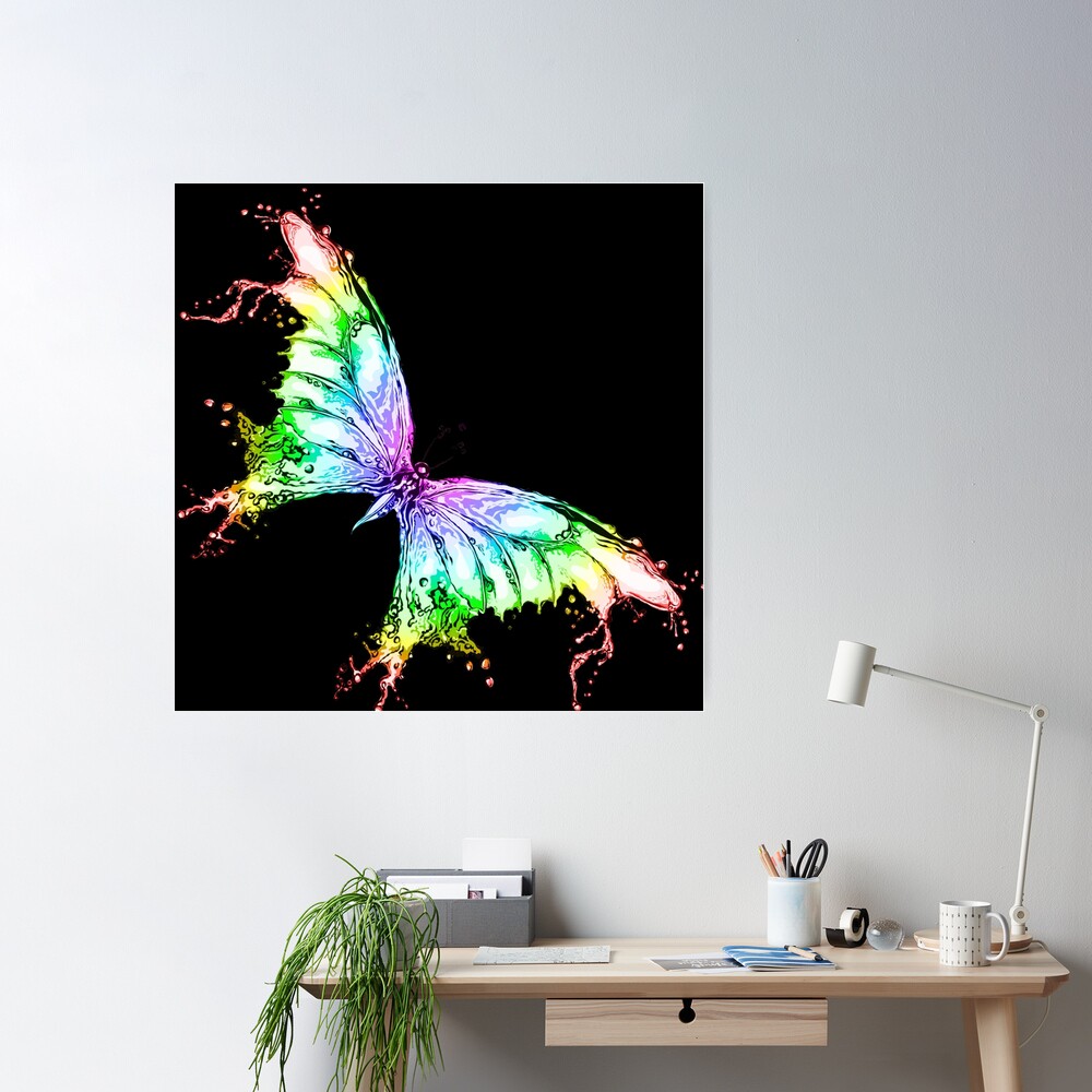 Rainbow Butterfly Water Artwork Poster for Sale by Kelly Janosko Kelly  Janosko