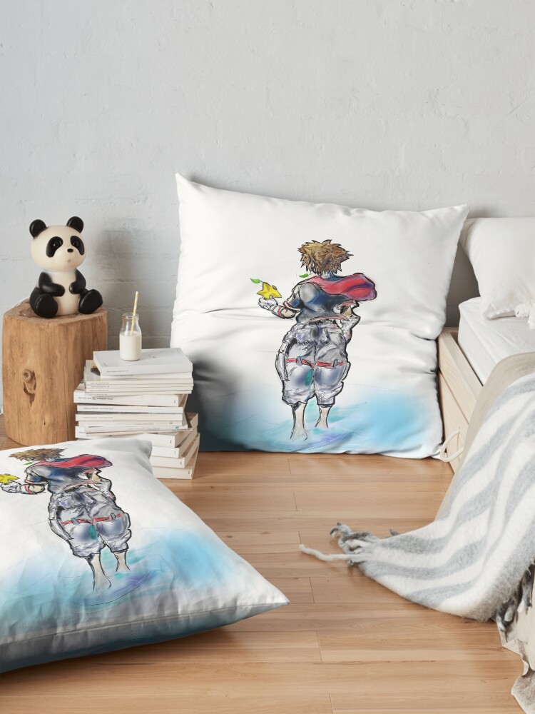 Alternate view of Sora Kingdom Hearts Digital Art Floor Pillow