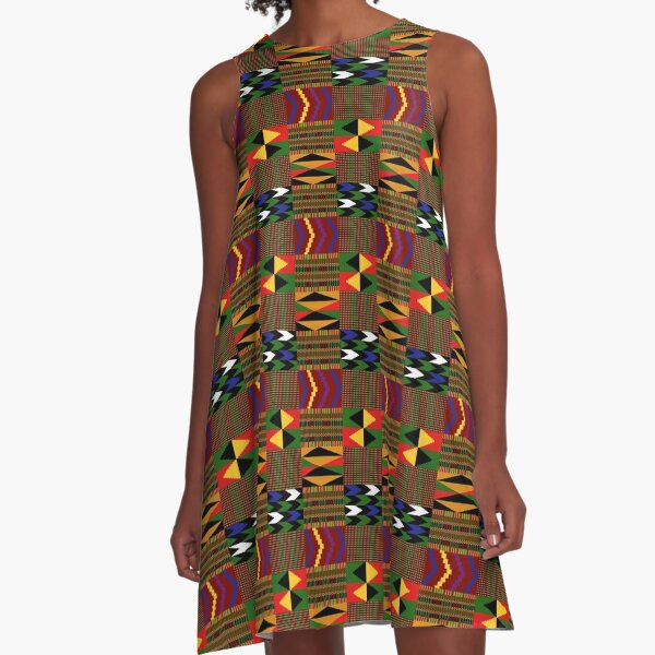 Kente Cloth Seamless Pattern Graphic T-Shirt Dress for Sale by