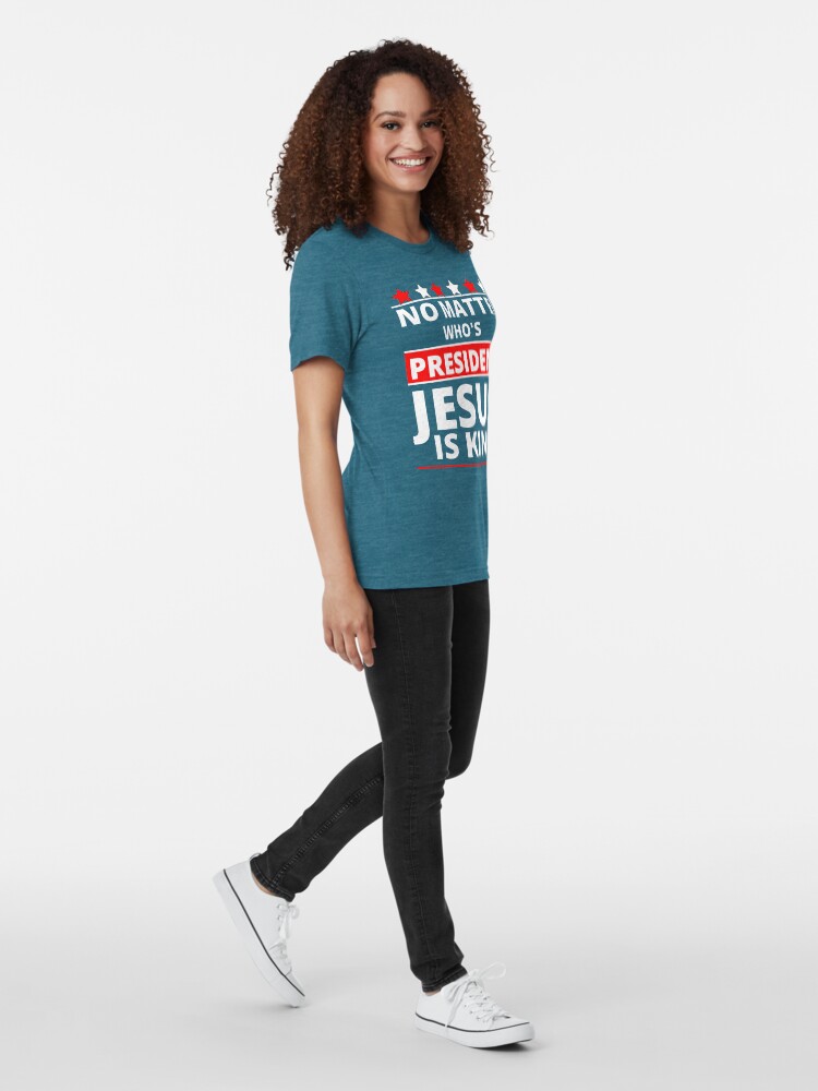 Thumbnail 4 of 7, Tri-blend T-Shirt, Jesus Is Still King - Patriotic Christian Faith Apparel And Gifts designed and sold by TCCPublishing.