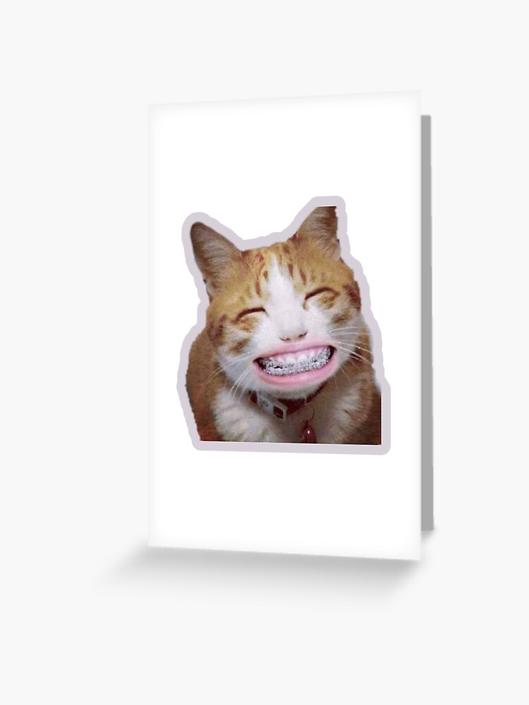 Funny Cat With Braces Cut Out Greeting Card By Deviseartkoko Redbubble - braces roblox free