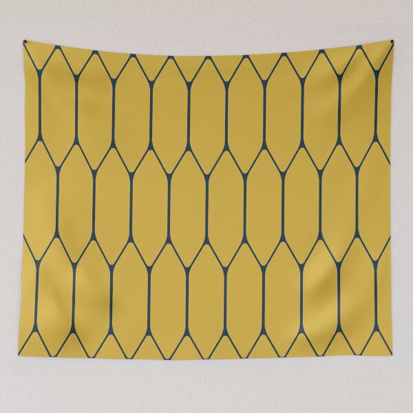 Item preview, Long Honeycomb Minimalist Geometric Pattern in Navy Blue and Light Mustard Yellow designed and sold by kierkegaard.