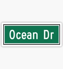 Ocean Drive, Street Sign, Miami Beach, Florida Sticker