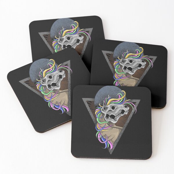 Item preview, dark unicorn skull rainbow illustration designed and sold by qzpolo.