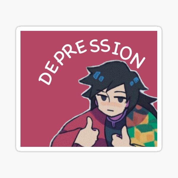 Fight against depression / red version Glossy Sticker