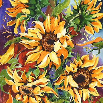 Artwork thumbnail, Midnight Sunflowers Watercolour Original Artwork Painting by SarahGoughArt