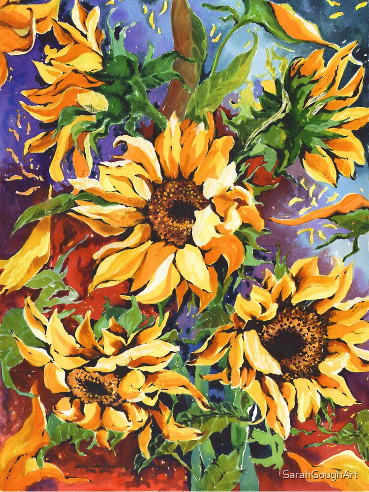 Thumbnail 3 of 3, Sticker, Midnight Sunflowers Watercolour Original Artwork Painting designed and sold by SarahGoughArt.