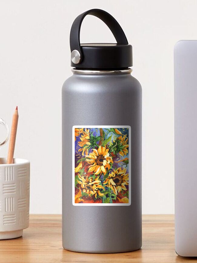 Thumbnail 1 of 3, Sticker, Midnight Sunflowers Watercolour Original Artwork Painting designed and sold by SarahGoughArt.