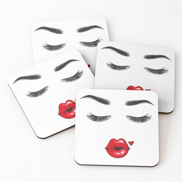 Item preview, Eyelashes and red lips kiss designed and sold by Mermaidssparkle.