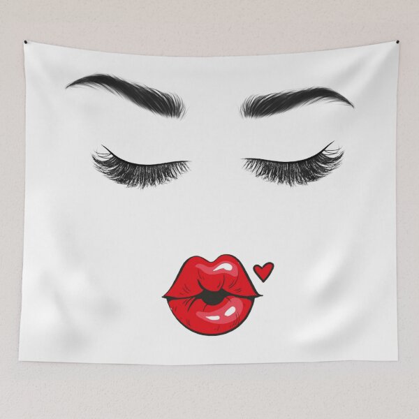 Item preview, Eyelashes and red lips kiss designed and sold by Mermaidssparkle.