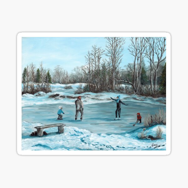 Family Skate on the Pond Sticker