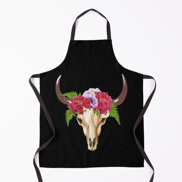 Item preview, Cow Skull and Crown red flowers peony Watercolor cute cool mask designed and sold by Collagedream.