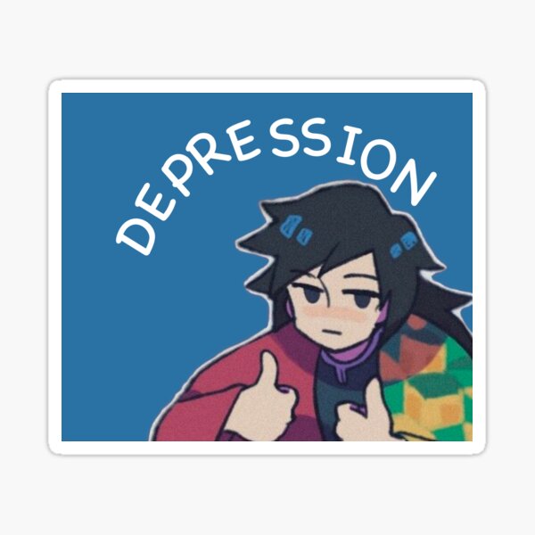 Fight against depression / blue version Glossy Sticker