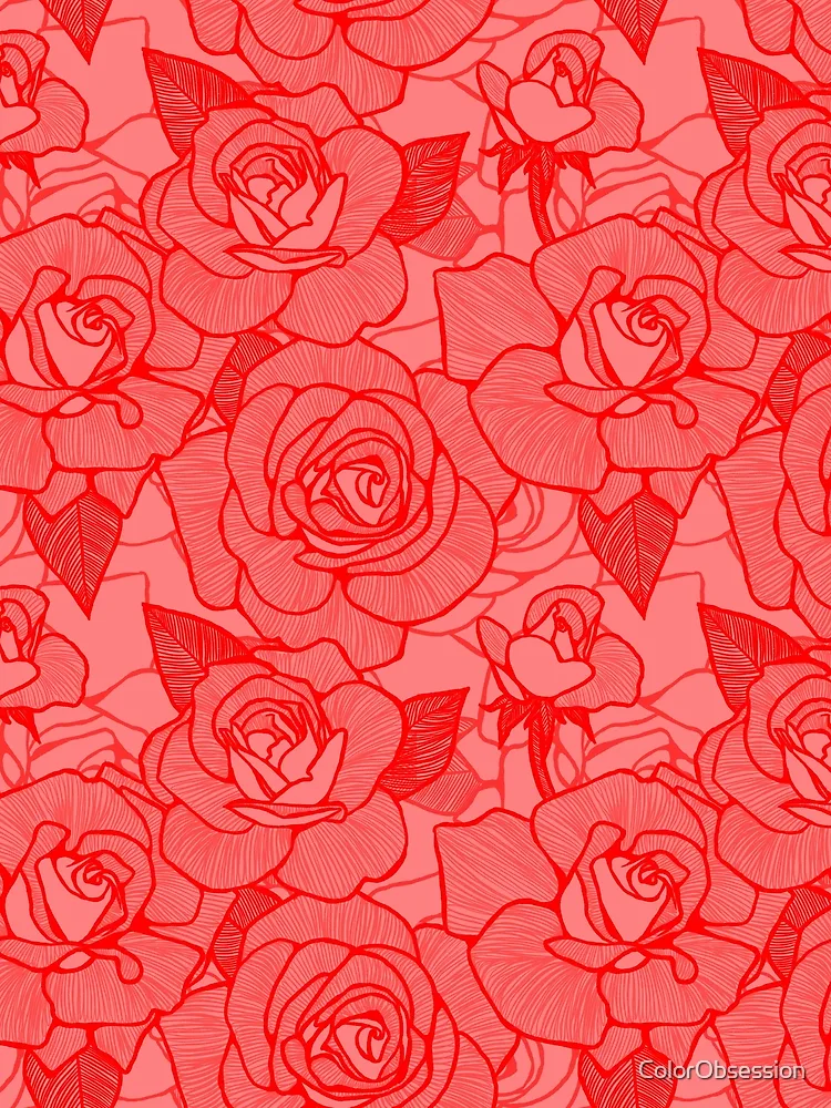 Thumbnail 3 of 3, Scarf, Scarlet Roses 2 designed and sold by ColorObsession.
