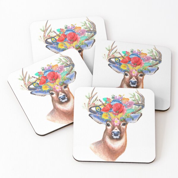 Item preview, Beautiful deer with flowers on his head designed and sold by digitalgull.