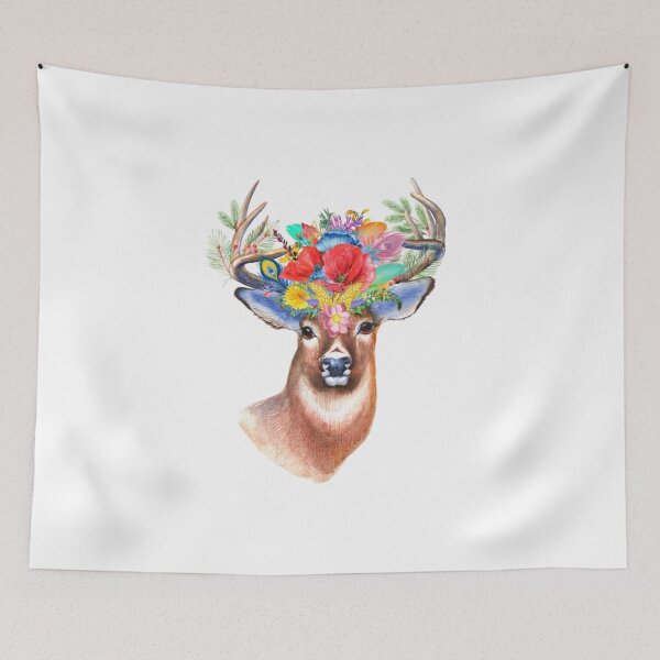 Item preview, Beautiful deer with flowers on his head designed and sold by digitalgull.