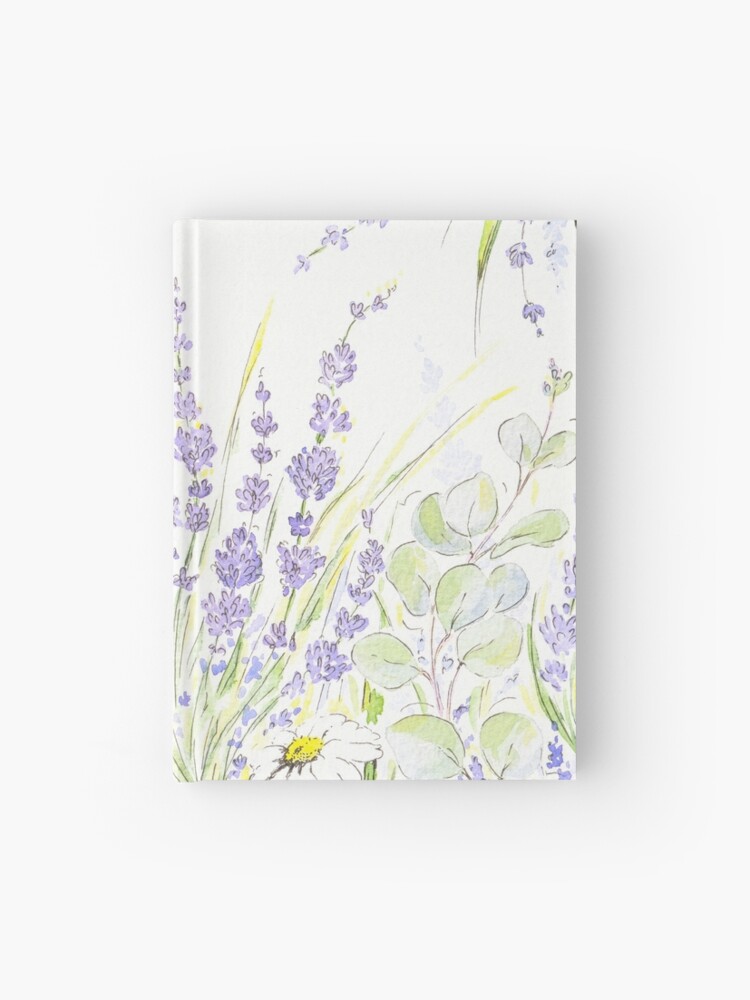 Thumbnail 1 of 3, Journal, Eucalyptus, Lavender & Daisies Watercolour Painting Sketch, Meaning Protection, Love and Devotion, and Fun! designed and sold by SarahGoughArt.