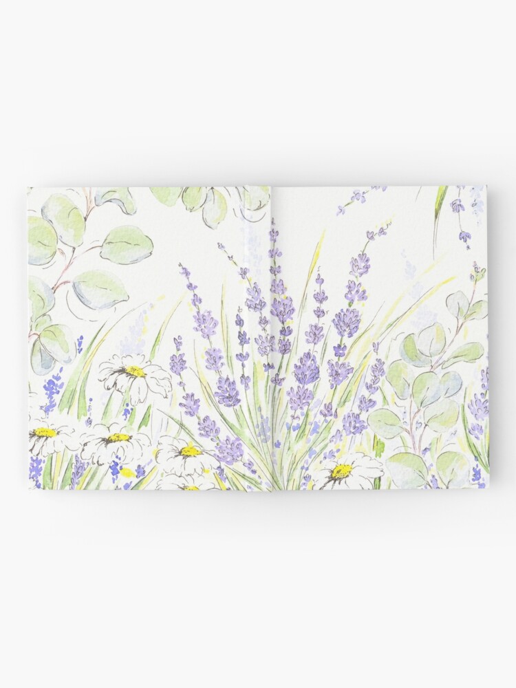 Thumbnail 2 of 3, Journal, Eucalyptus, Lavender & Daisies Watercolour Painting Sketch, Meaning Protection, Love and Devotion, and Fun! designed and sold by SarahGoughArt.