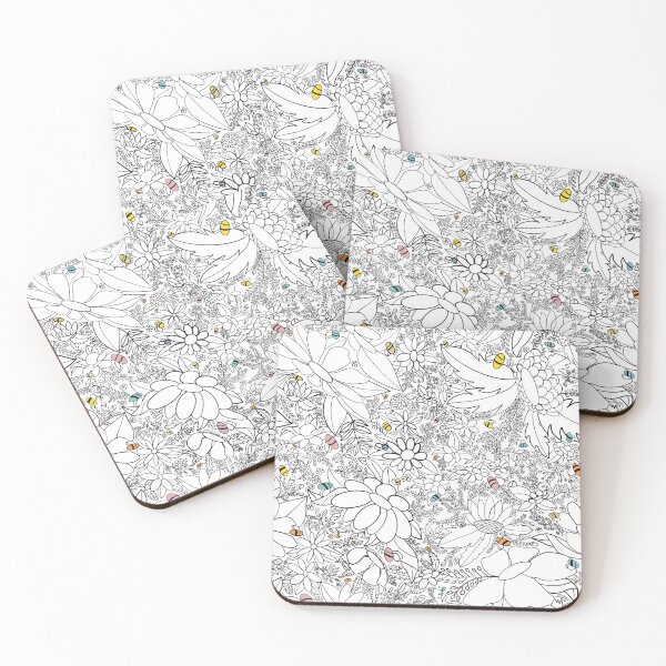 Item preview, Bees and Blooms summer print designed and sold by HeadOverEasel.