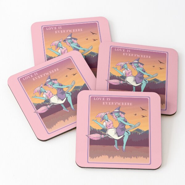 Item preview, Lgbt Witches flying on a broom at sunset illustration designed and sold by unisexunited.