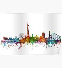 Blackpool England Skyline Poster