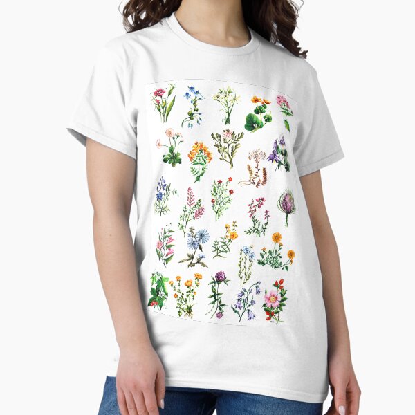 Wildflowers of Britain and Europe Watercolour Painting Watercolor Classic T-Shirt