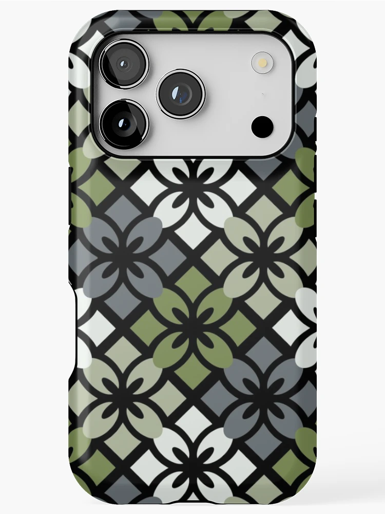 Thumbnail 1 of 4, iPhone Case, Aro Floral Tile Pattern designed and sold by RicePaperDesign.