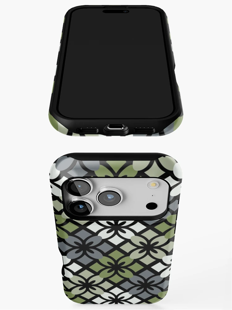 Thumbnail 3 of 4, iPhone Case, Aro Floral Tile Pattern designed and sold by RicePaperDesign.