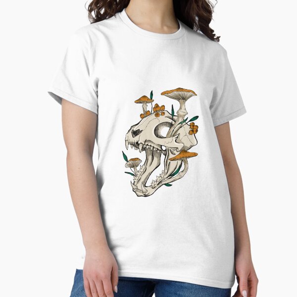 Item preview, Cat Skull with Mushrooms Color designed and sold by Lisbeth Six.