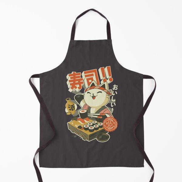 Retro Manga Sushi Cat Apron