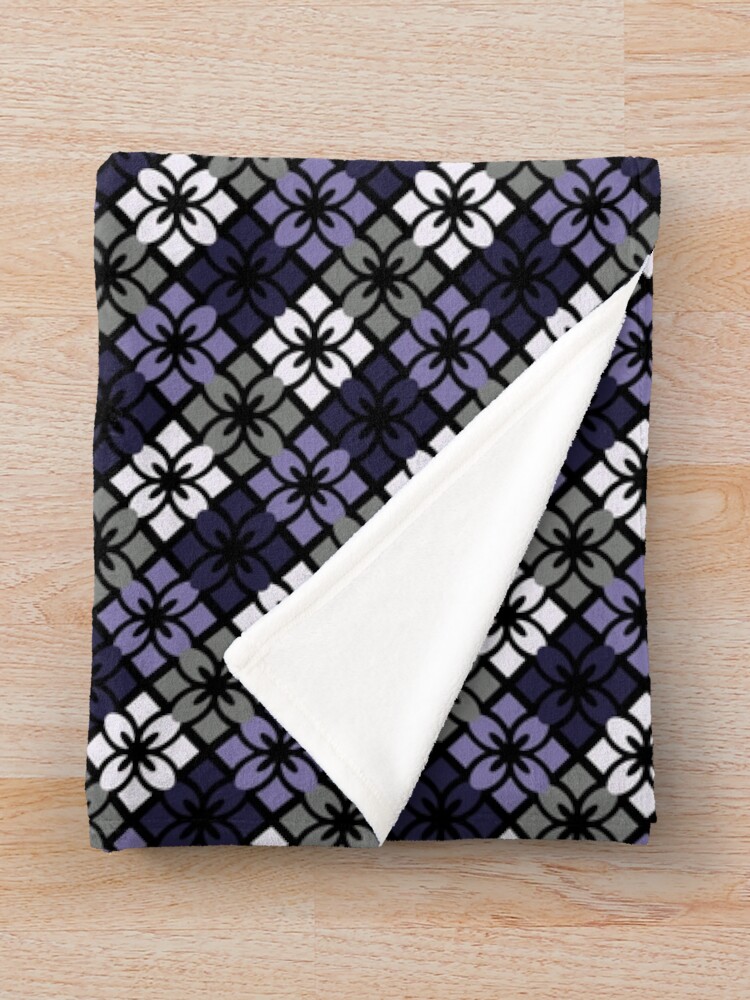 Thumbnail 3 of 6, Throw Blanket, Ace Floral Tile Pattern designed and sold by RicePaperDesign.