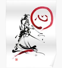 Samurai enso circle wild fury bushi bushido martial arts sumi-e Poster