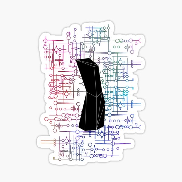 The Obelisk / The Diviner (Black and Multi-Coloured on White) Sticker