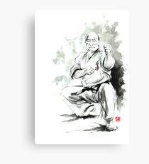 Karate martial arts kyokushinkai Masutatsu Oyama japanese kick japan ink sumi-e Canvas Print
