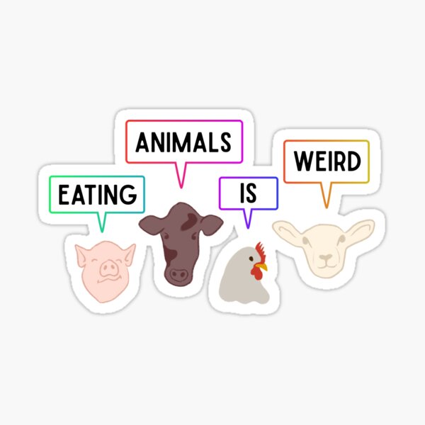 Vista previa del artículo con la obra «Comer animales es raro», diseñado y vendido por vegansfacts.