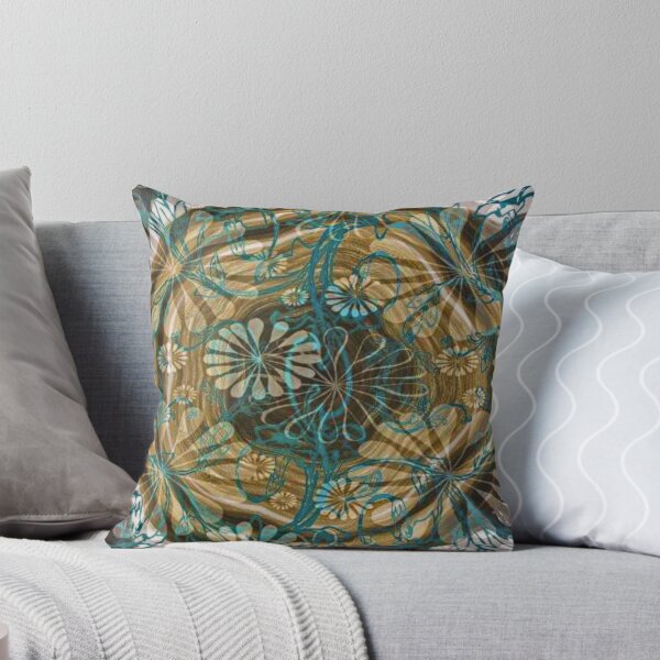 Item preview, Flower pattern Gold White Teal designed and sold by Aquila Light Pictures.