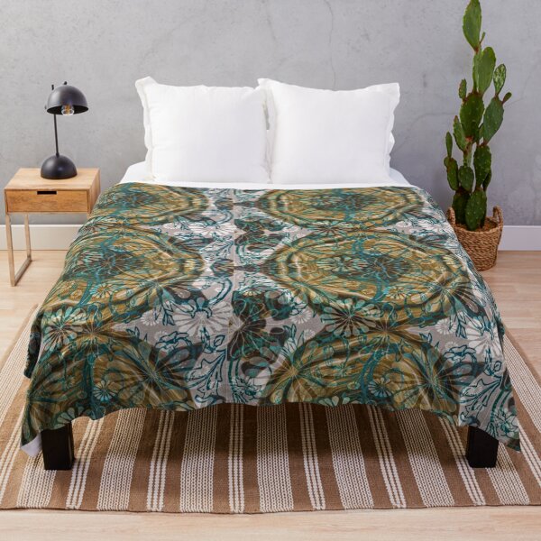 Item preview, Flower pattern Gold White Teal designed and sold by Aquila Light Pictures.