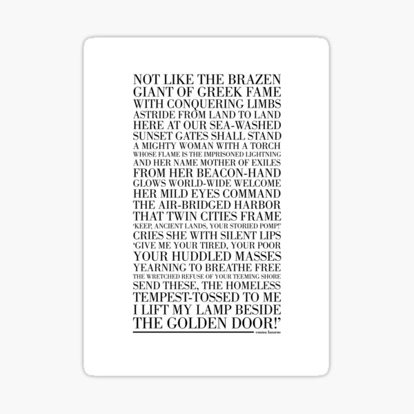 the-new-colossus-by-emma-lazarus-sticker-for-sale-by-typographytales-redbubble