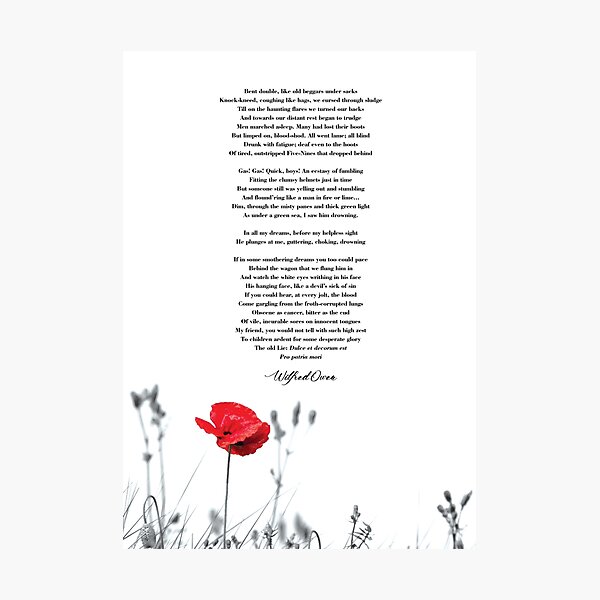 Item preview, Dulce et Decorum est by Wilfred Owen designed and sold by TypographyTales.