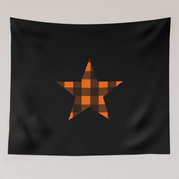 Item preview, Black and Orange Buffalo Plaid Star designed and sold by Bumblefuzzies.