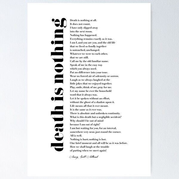 Aperçu de l'œuvre La mort n'est rien du tout par Henry Scott Holland créée et vendue par TypographyTales.