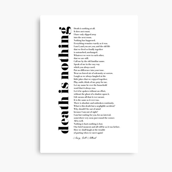 Item preview, Death Is Nothing at All by Henry Scott Holland designed and sold by TypographyTales.