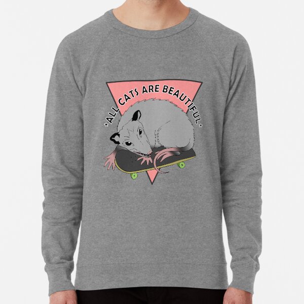 all cats are beautiful | skateboarding opossum Lightweight Sweatshirt