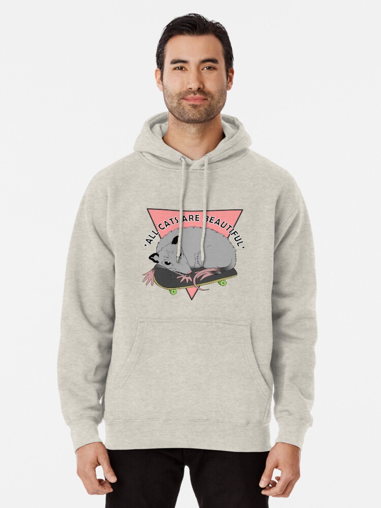 Alternate view of all cats are beautiful | skateboarding opossum Pullover Hoodie