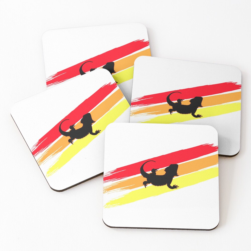 3 Stripe Rainbow Bearded Dragon Coasters (Set of 4)