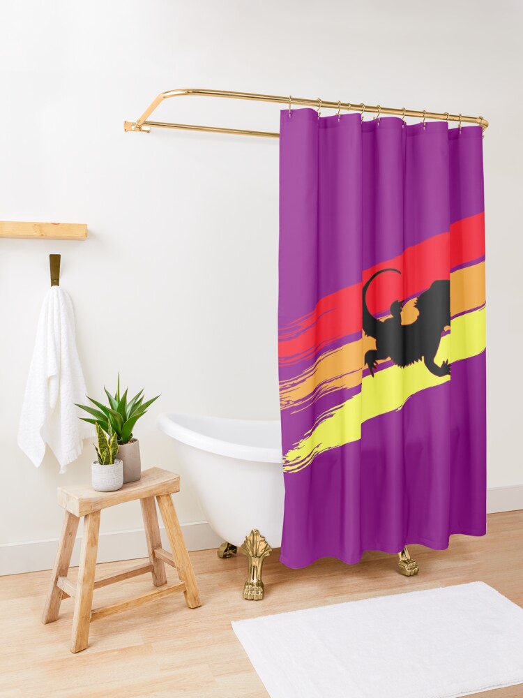 Alternate view of 3 Stripe Rainbow Bearded Dragon Shower Curtain